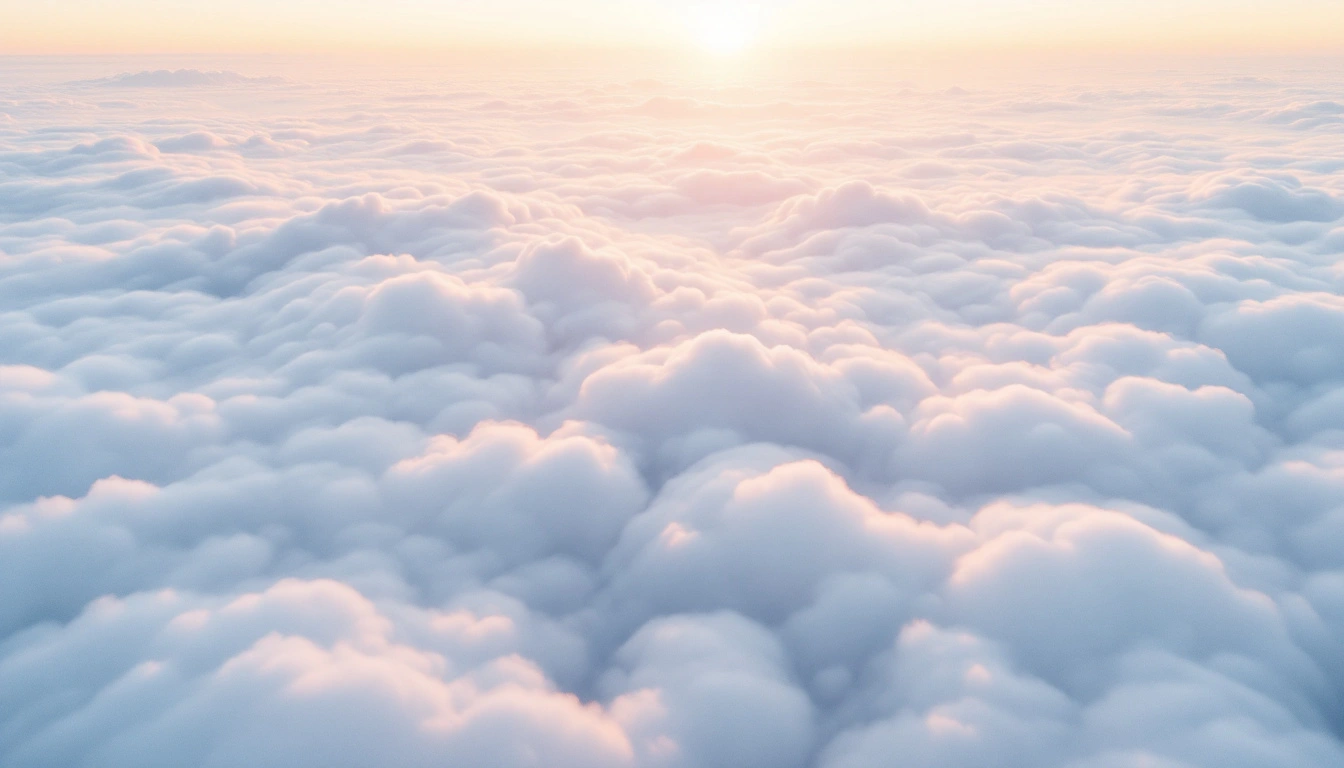 A calm sea of soft clouds at first light